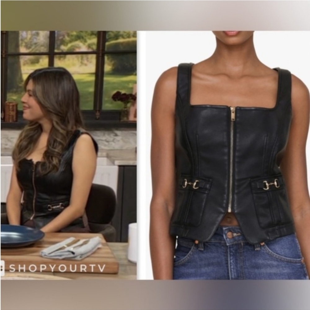 7 For All Mankind Black Leather Vest